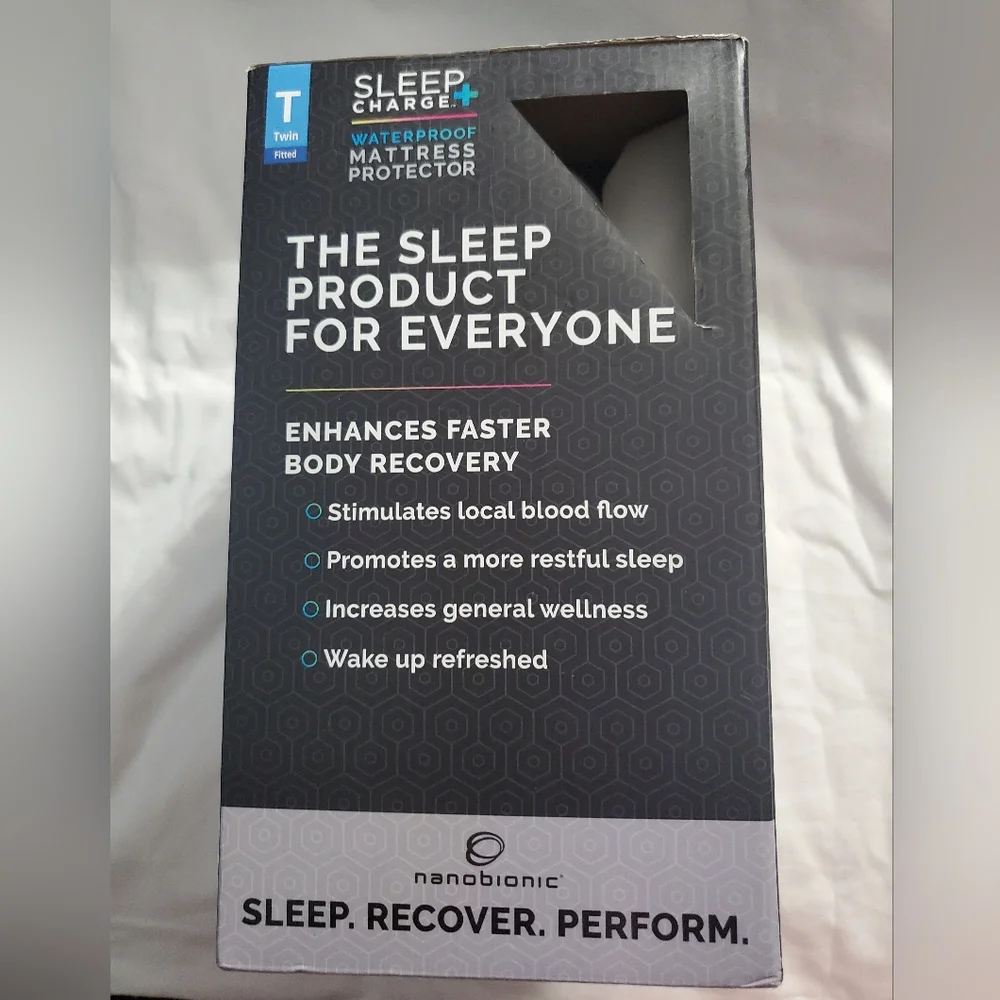 : SleepCharge Nanobionic Waterproof Fitted Mattress Protector, Twin sleep charge
